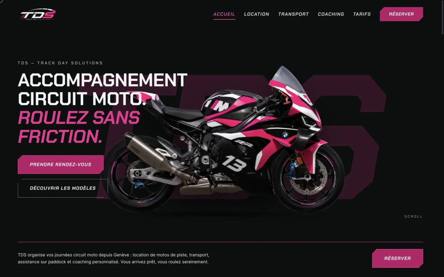 Site Track Day Solutions et son univers dédié aux journées circuit moto