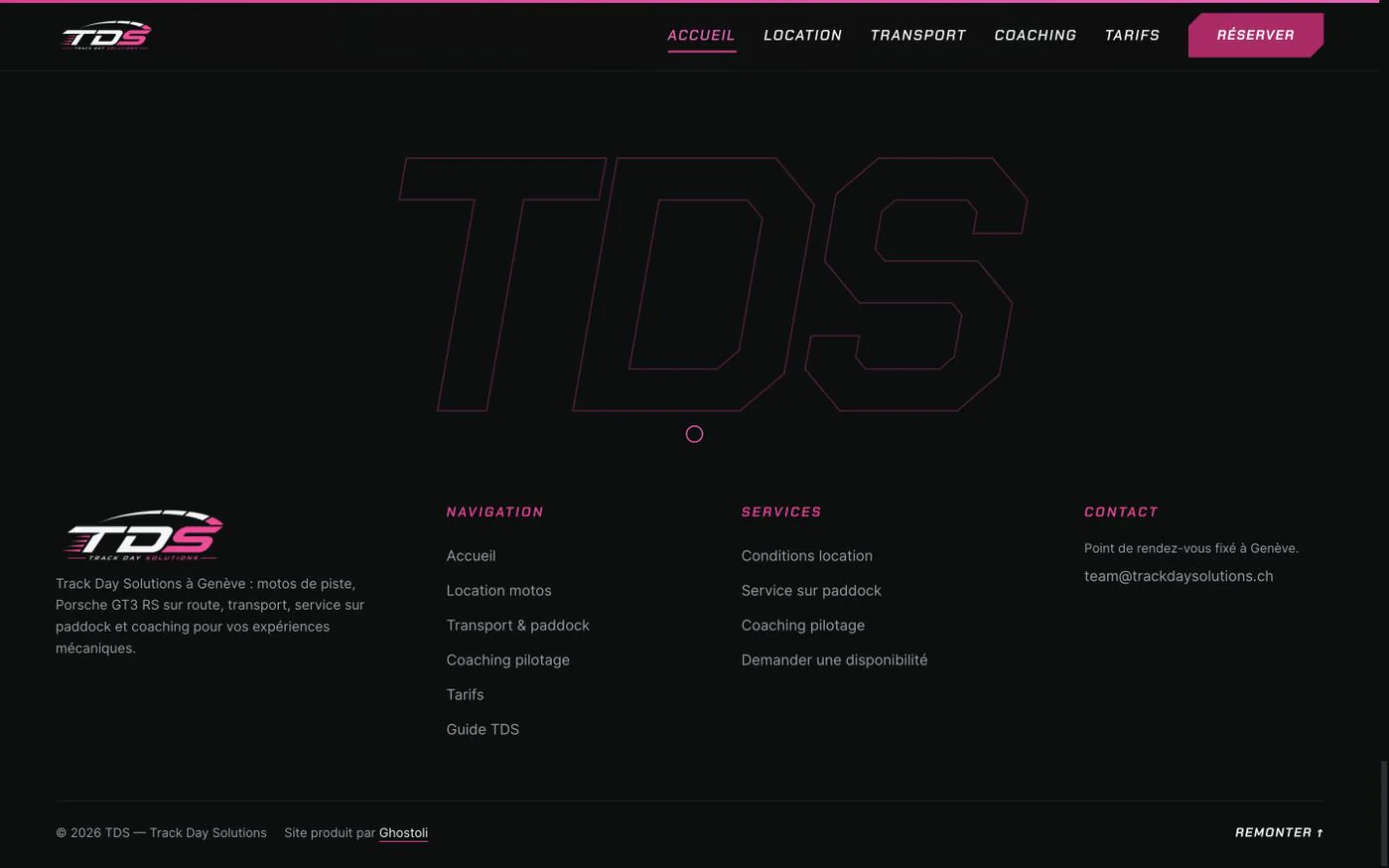 Section de contact et conclusion du site
